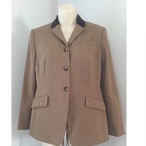 LOFT Wool Blend Taupe w/ Brown Velvet Collar